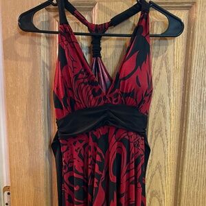 Dark red and black floral dress